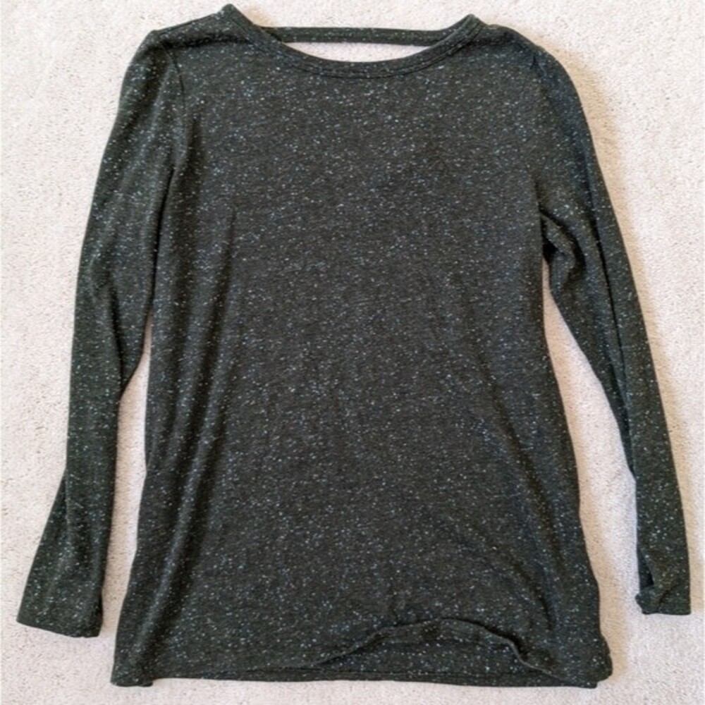 Loft Green Speckled Scoop Back Sweater Size L